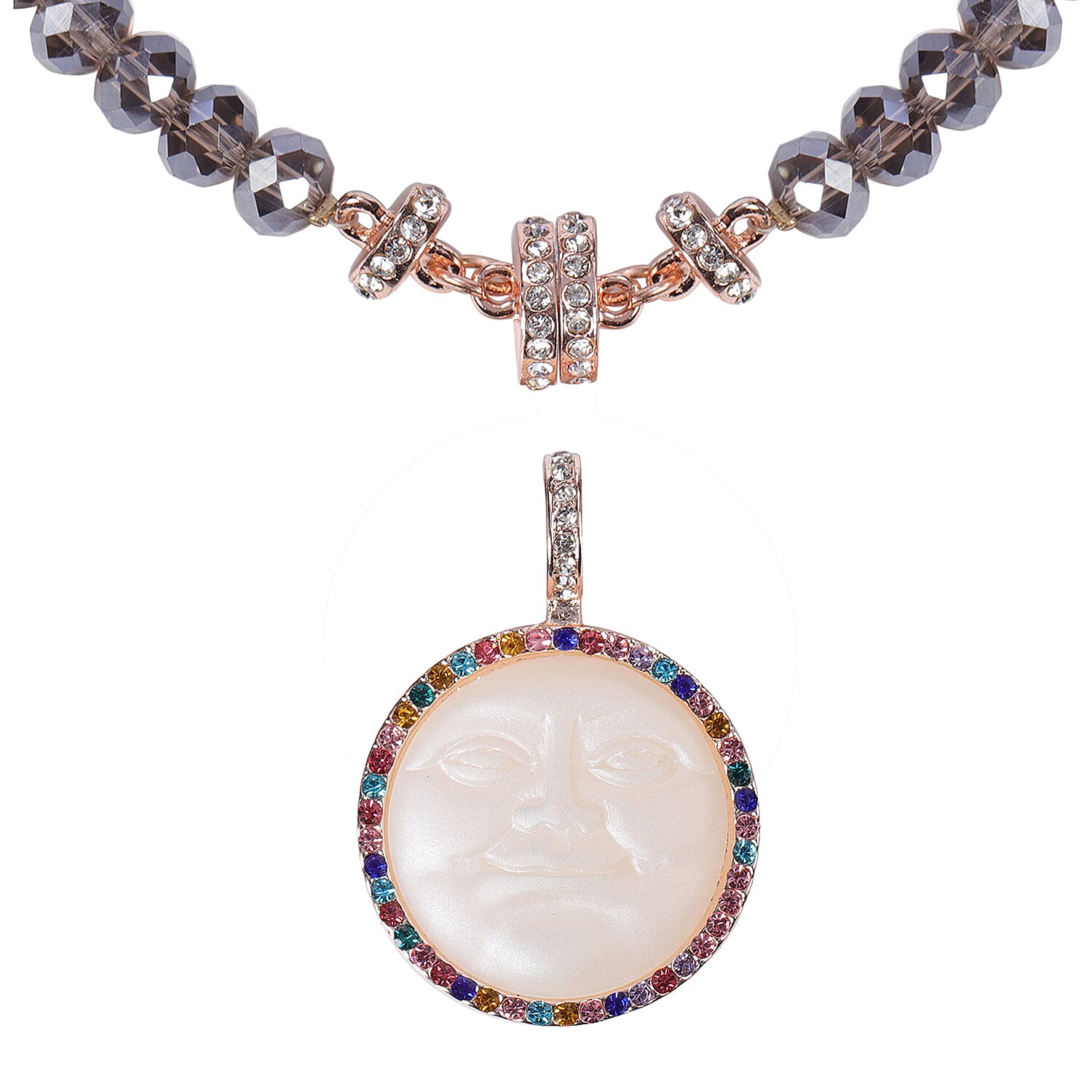 Multi Colour Austrian Crystal and Multi Gemstone Detachable with Magnet Pendant Necklace (Size 20)