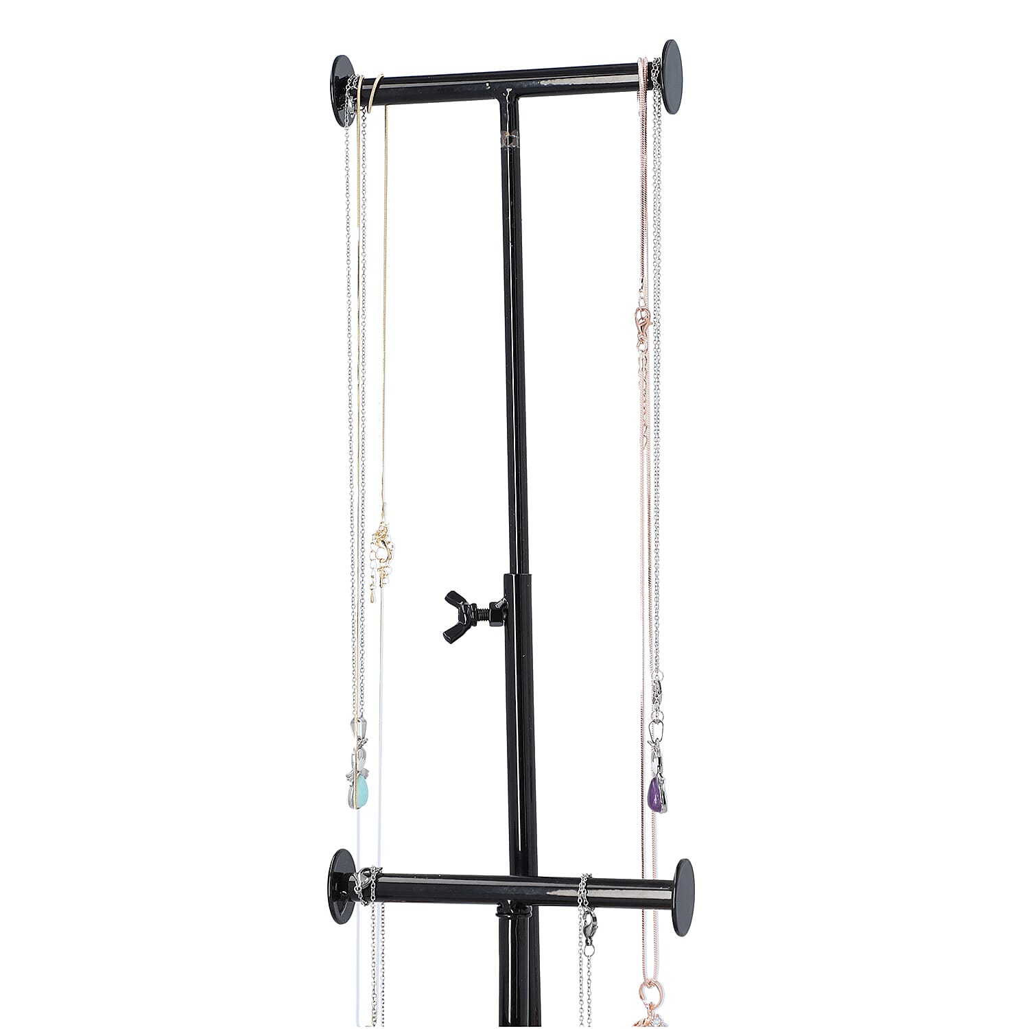 3 Tier Jewellery Stand in Black Colour with Wooden Base