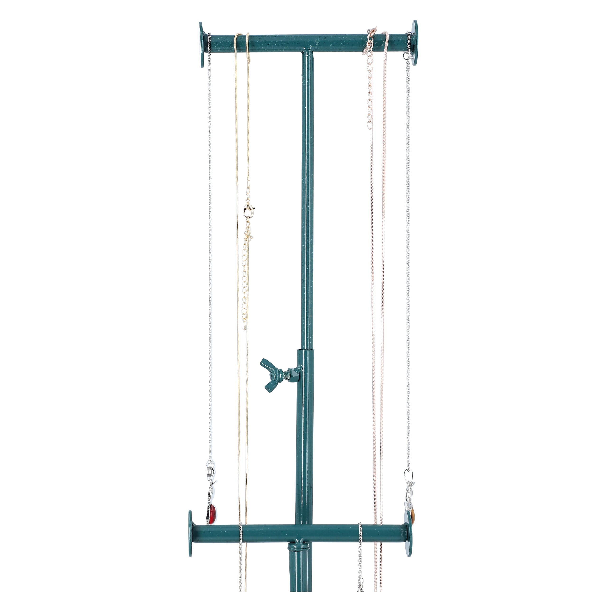 3 Tier Jewellery Stand in Teal Colour with Wooden Base