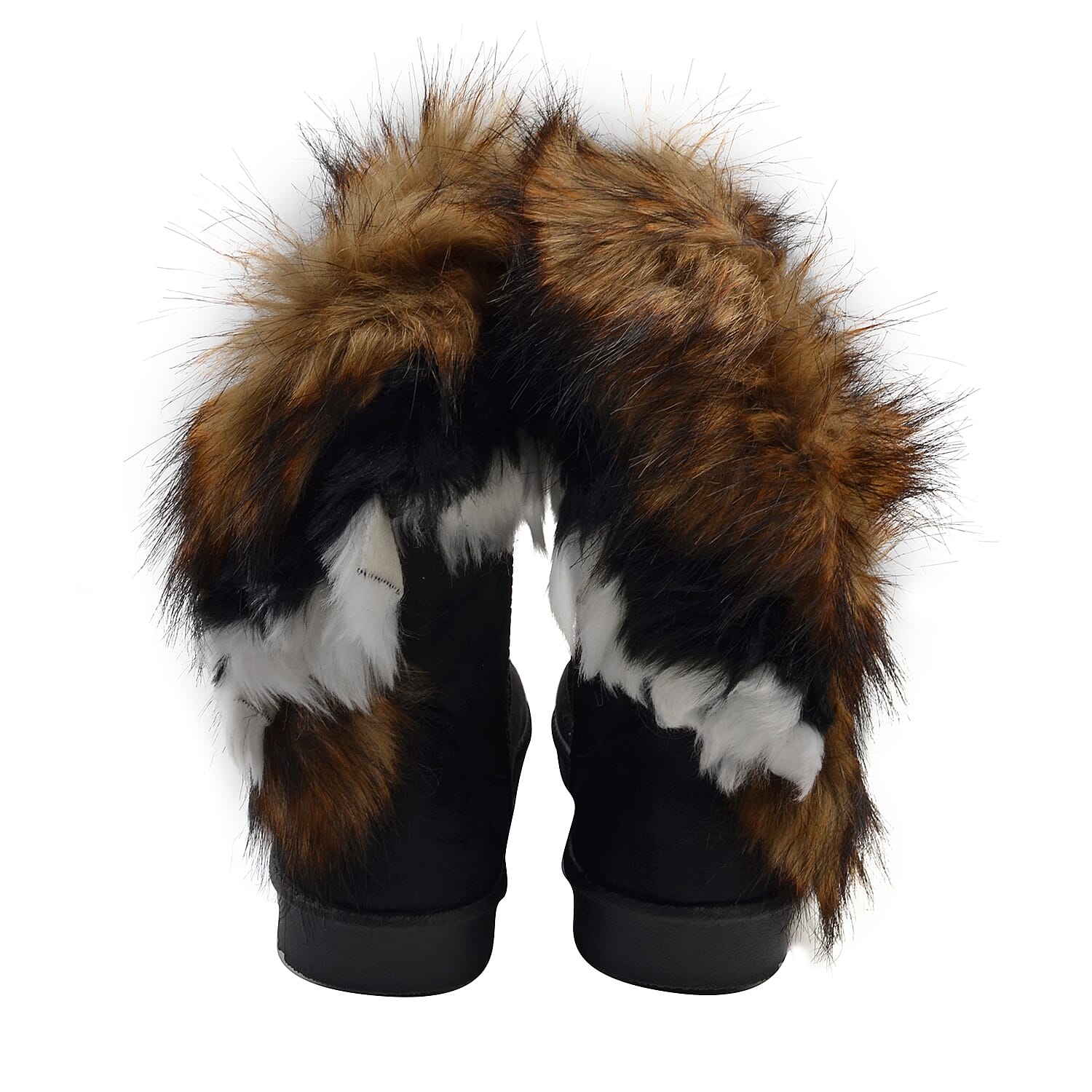 Women Faux Fur Lined Winter Warm Snow Ankle Boots- Black