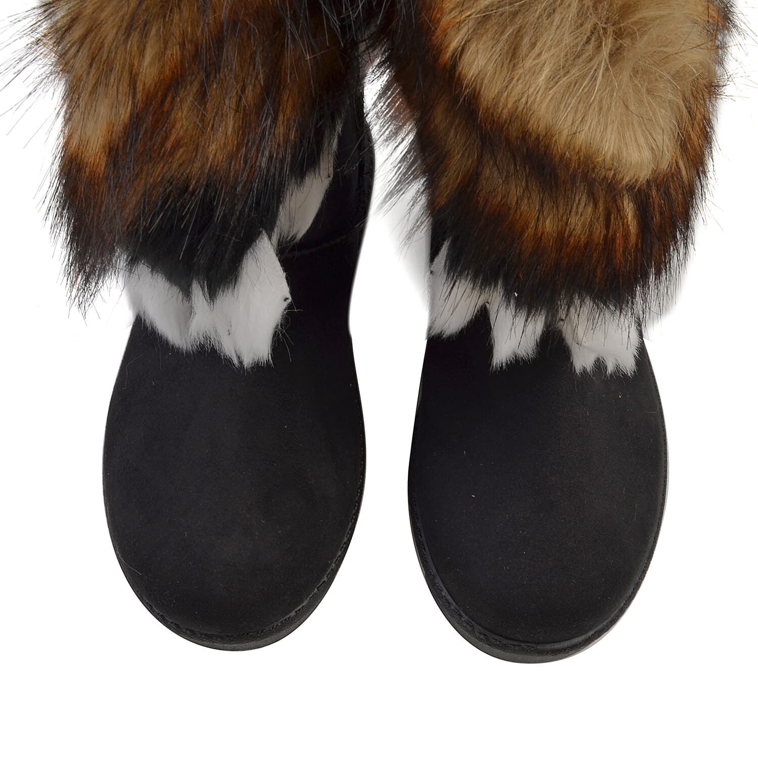 Women Faux Fur Lined Winter Warm Snow Ankle Boots- Black