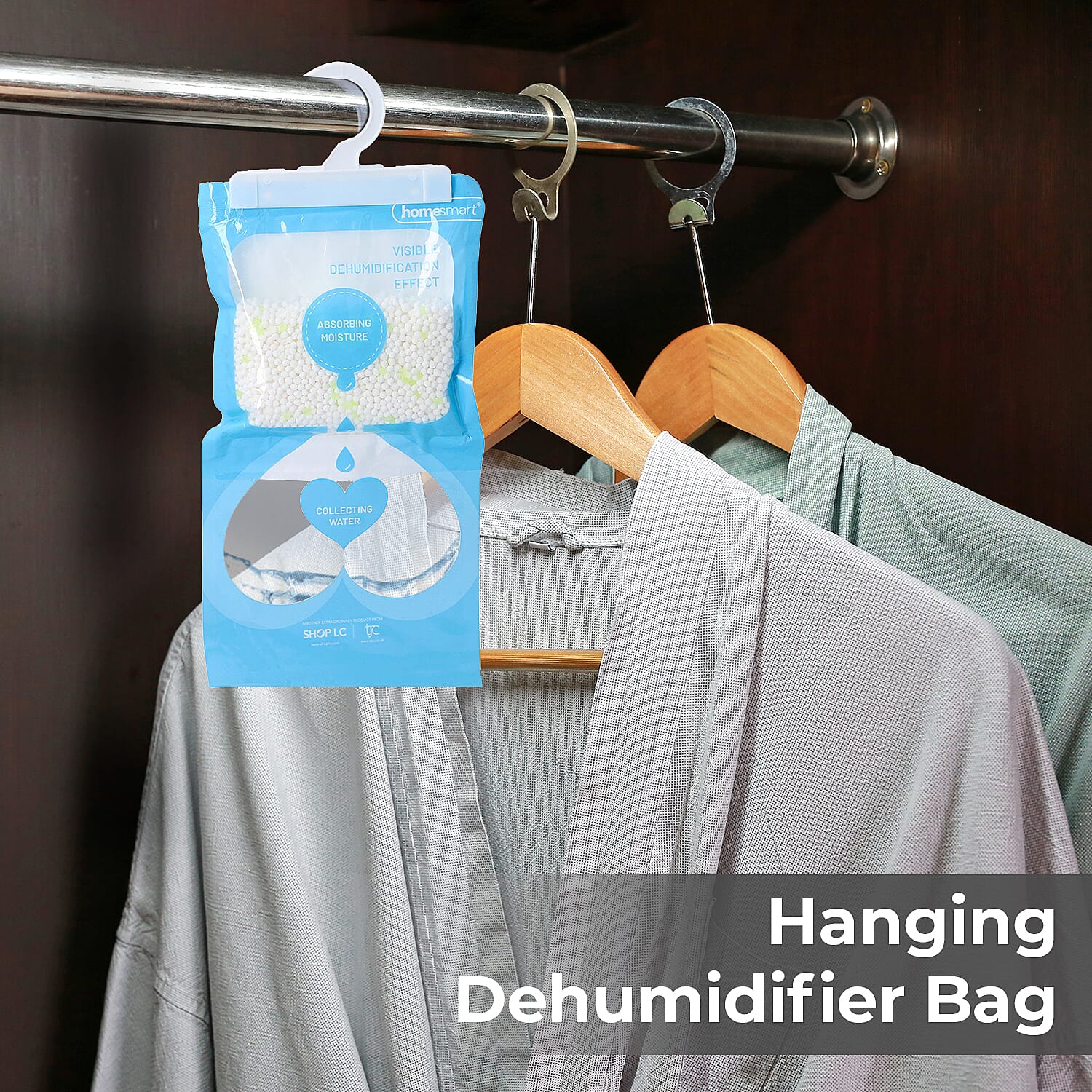 Set of 10 - HOMESMART Hanging Dehumidifier Bags - Absorb Moisture, Reduce Mould And Mildew (220gx10)
