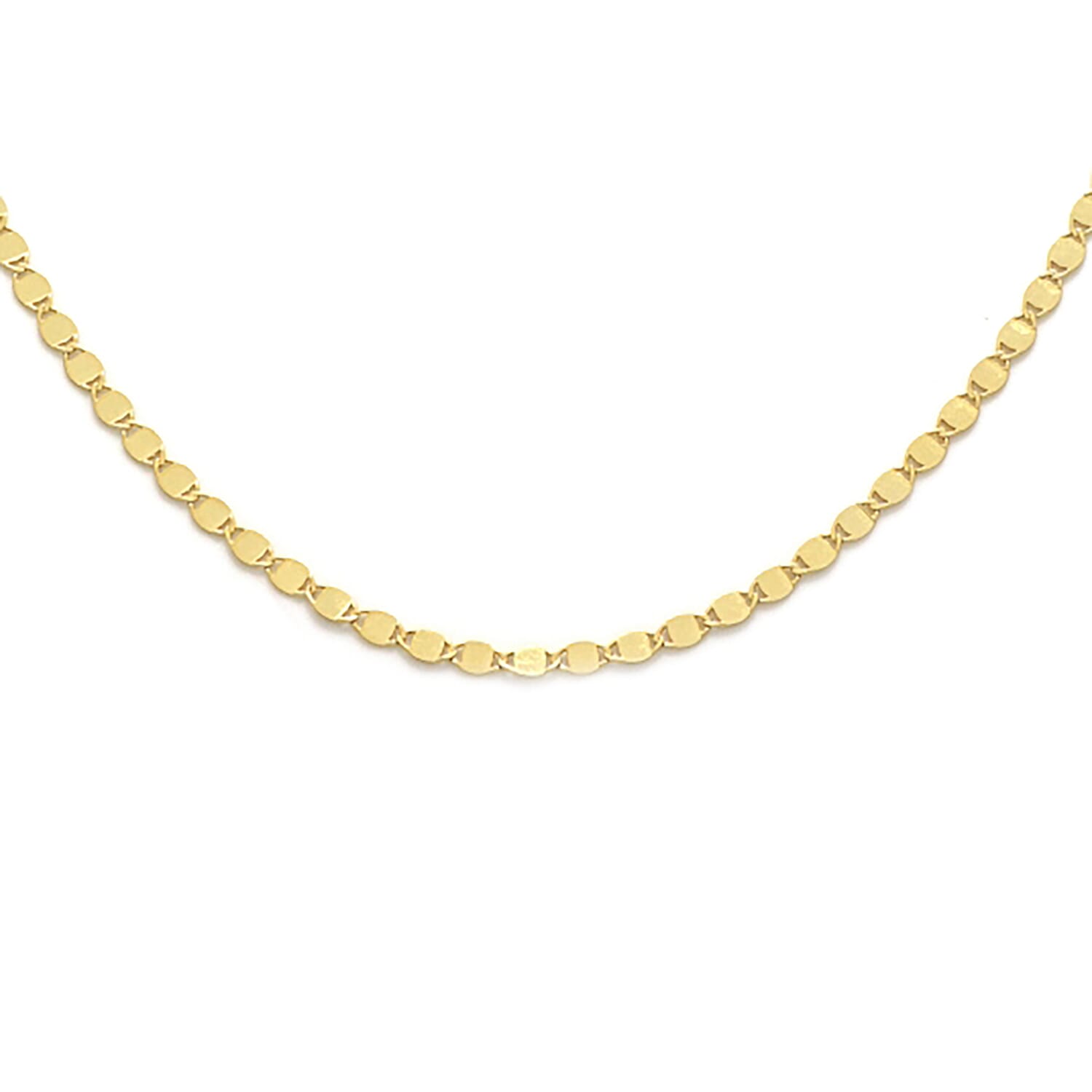 Italian Made 9K Yellow Gold Mirror Valentino Necklace (Size 18)