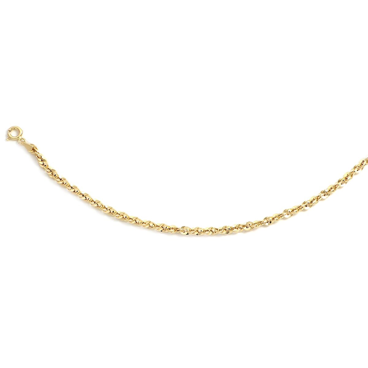 Italian Made - 9K Yellow Gold Diamond Cut Spiral Rope Bracelet (Size 7.5)