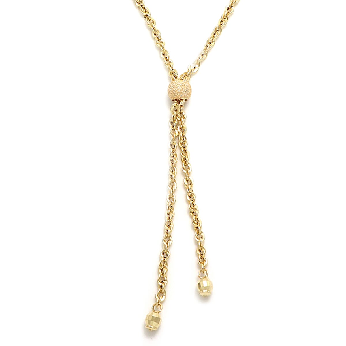 Italian Made 9K Yellow Gold Lariat Necklace (Size 18)