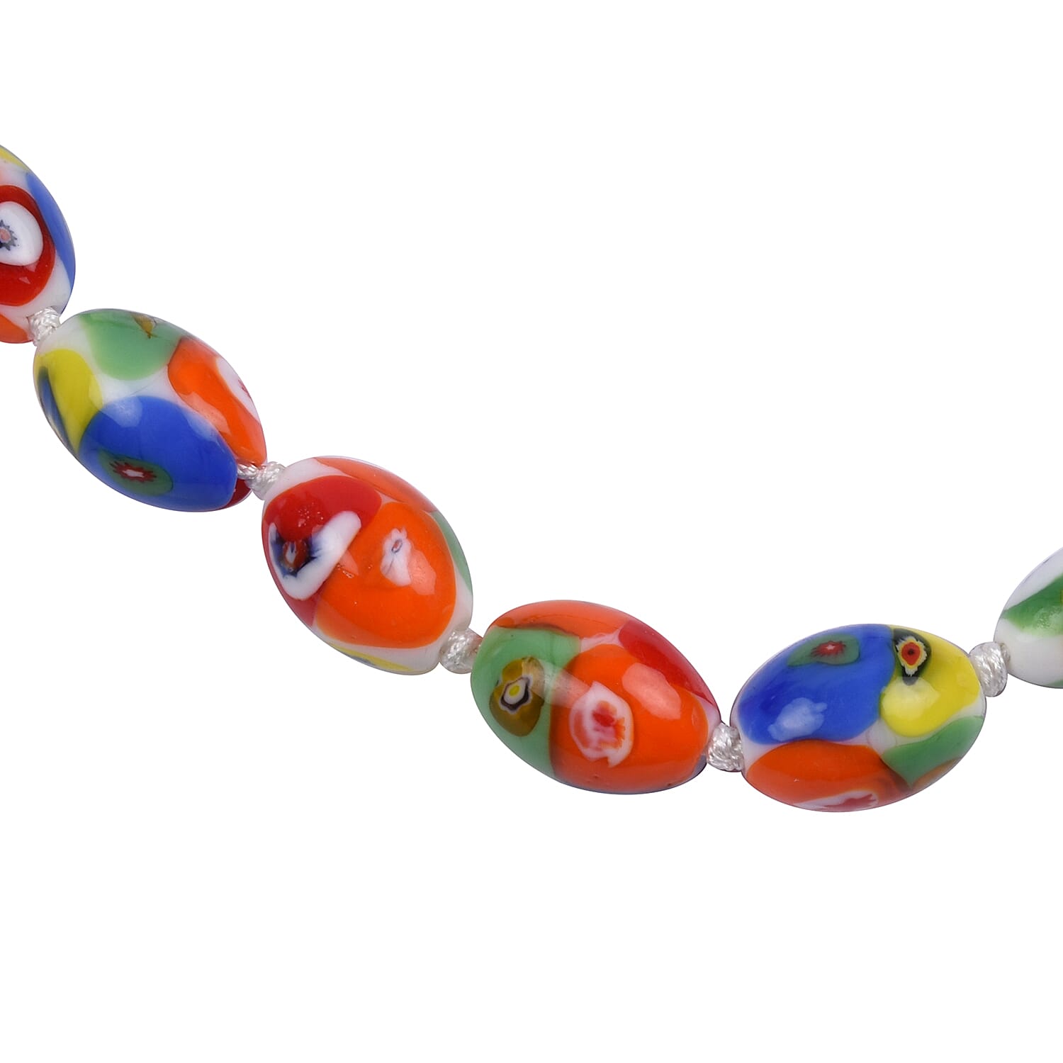 Murano Style Glass Beaded Necklace (Size 20) with Magnetic Lock in Stainless Steel