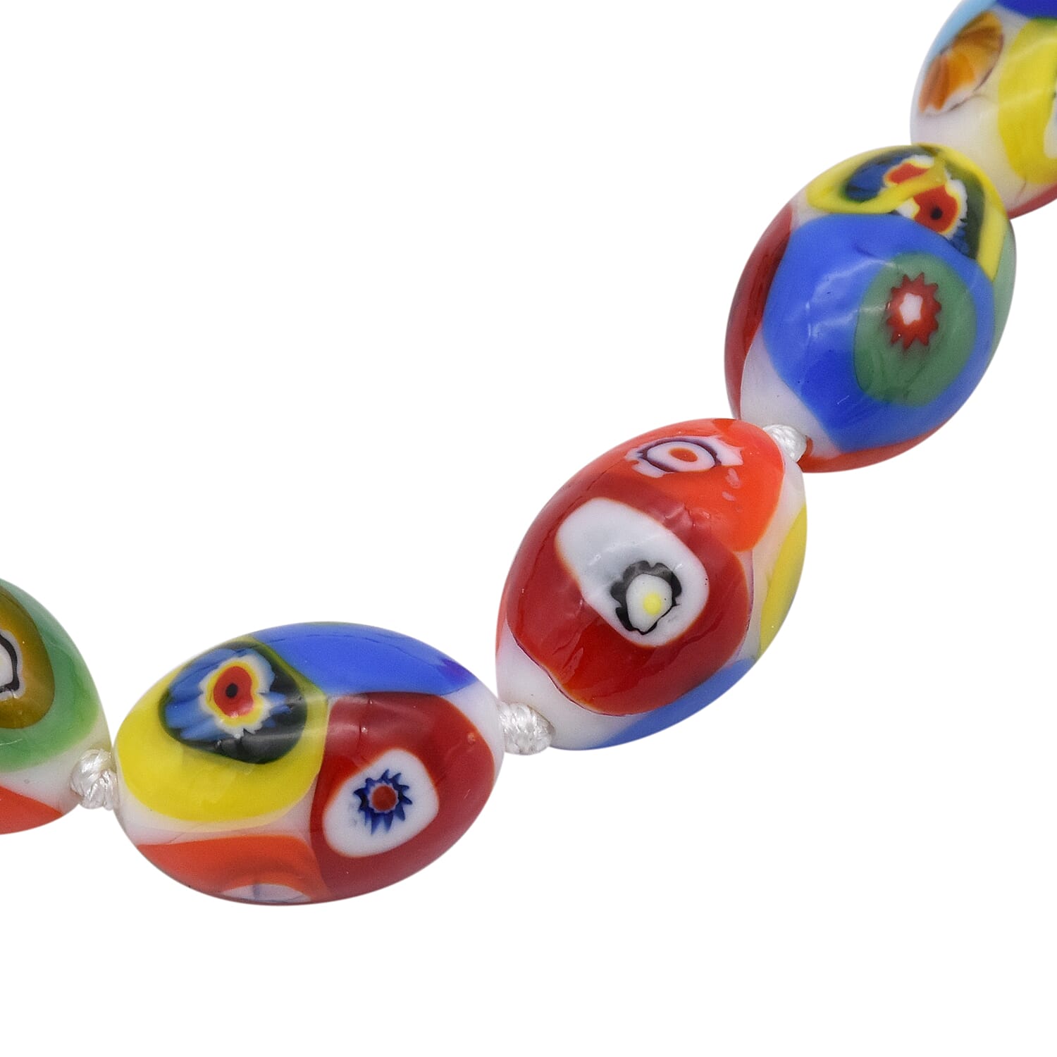 Murano Style Glass Beaded Necklace (Size 20) with Magnetic Lock in Stainless Steel