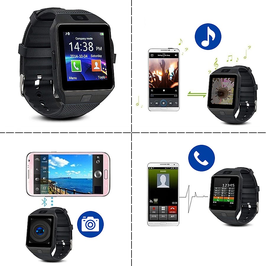 Challenger- Bluetooth Phone Watch with 17cm USB Cable - Black