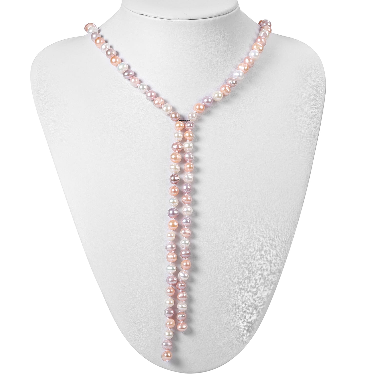 Designer Inspired-Multi Colour Freshwater Pearl Necklace in Sterling Silver