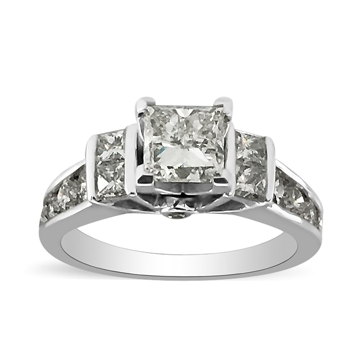 NY Close Out 14K White Gold Diamond (I1/G-H) Ring 2.00 Ct. (Center Diamond 1.00 Ct.)