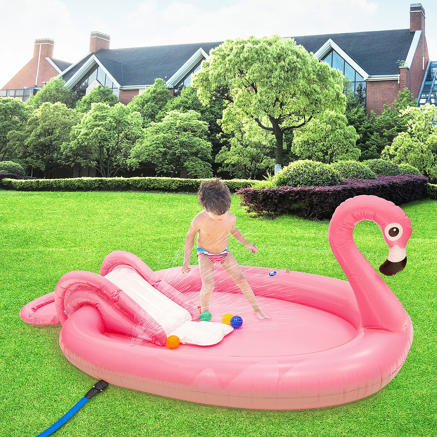 Sun Club 2M Flamingo Play Pool with Water Spray - Pink