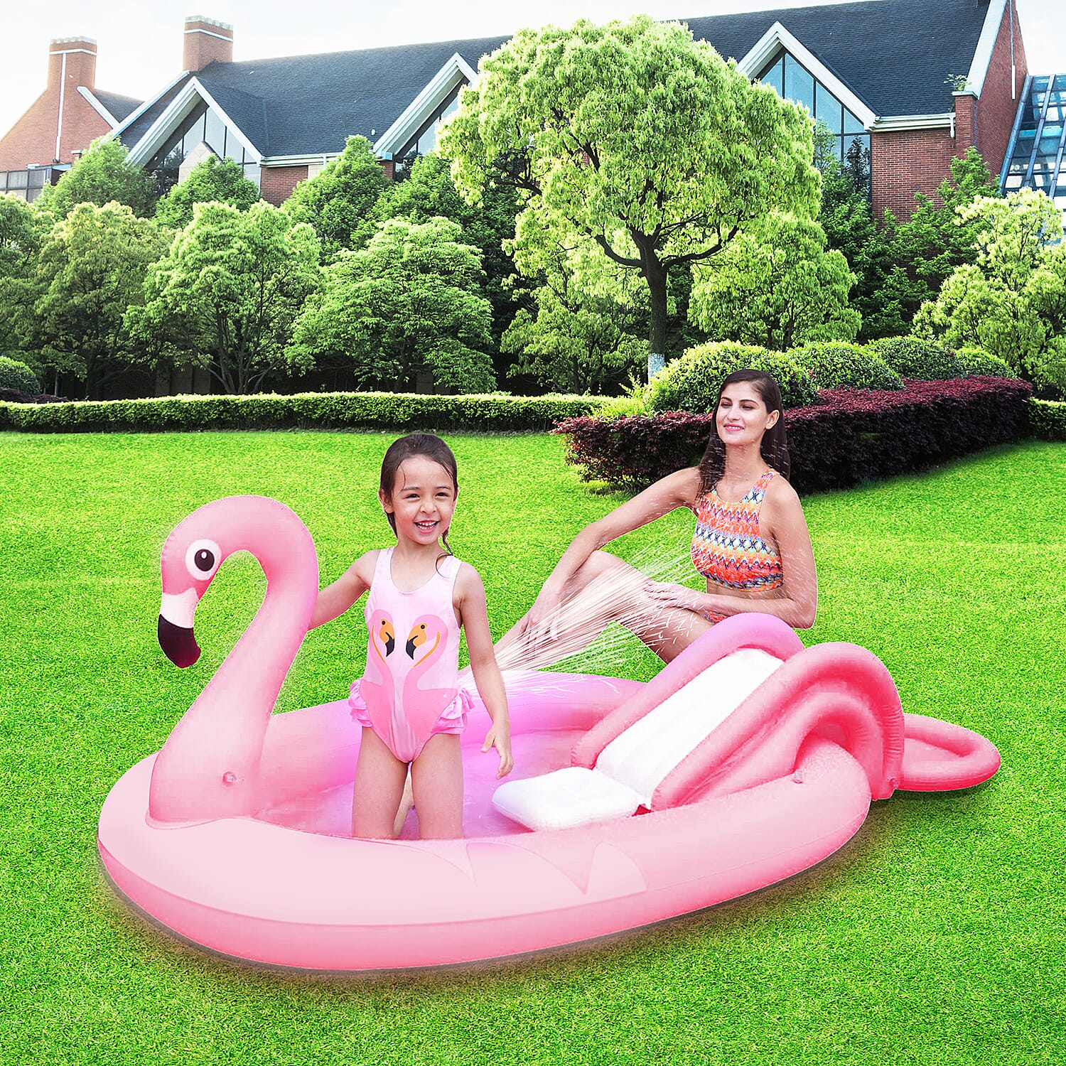 Sun Club 2M Flamingo Play Pool with Water Spray - Pink