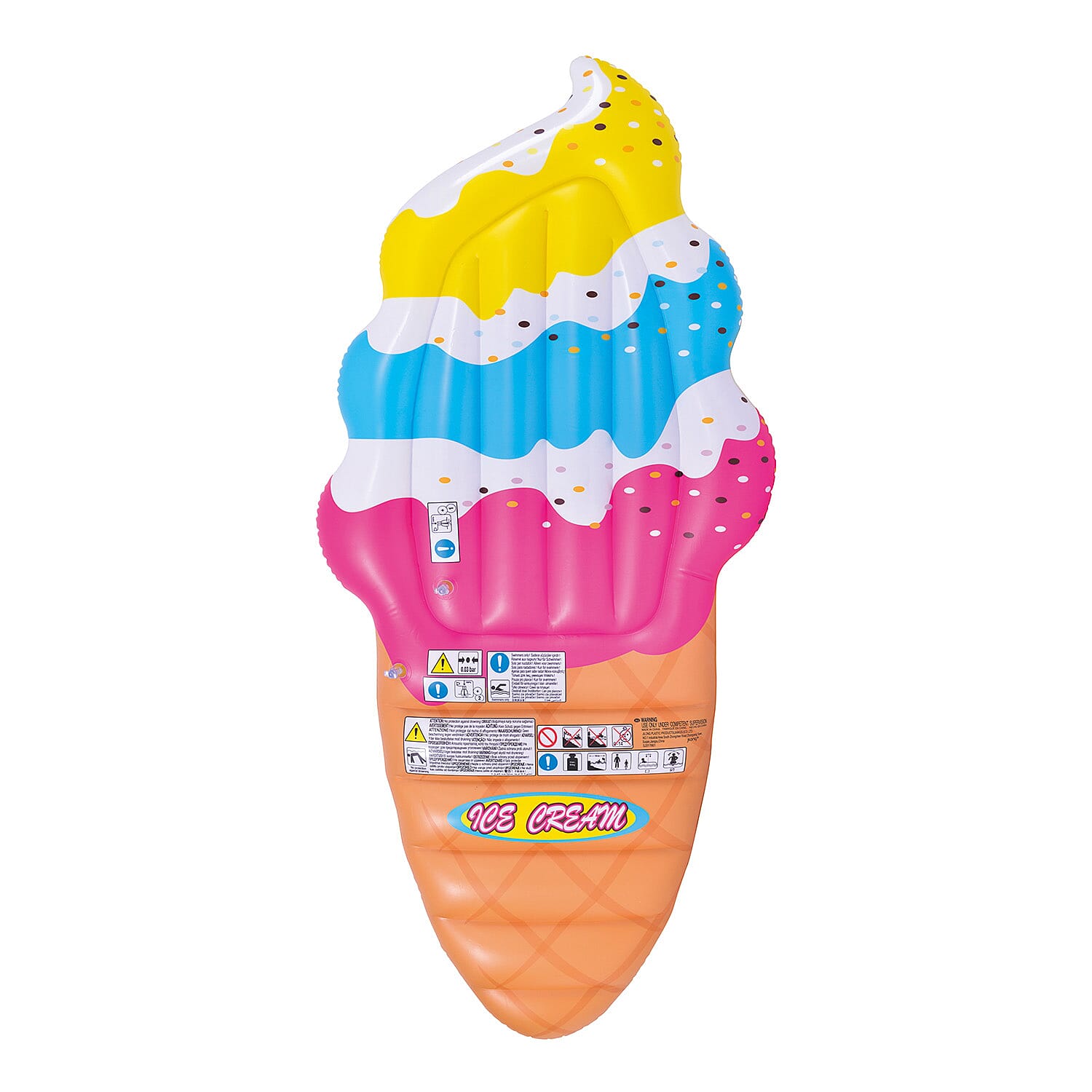 Inflatable Ice Cream Cone Pool Float- Yellow Colo