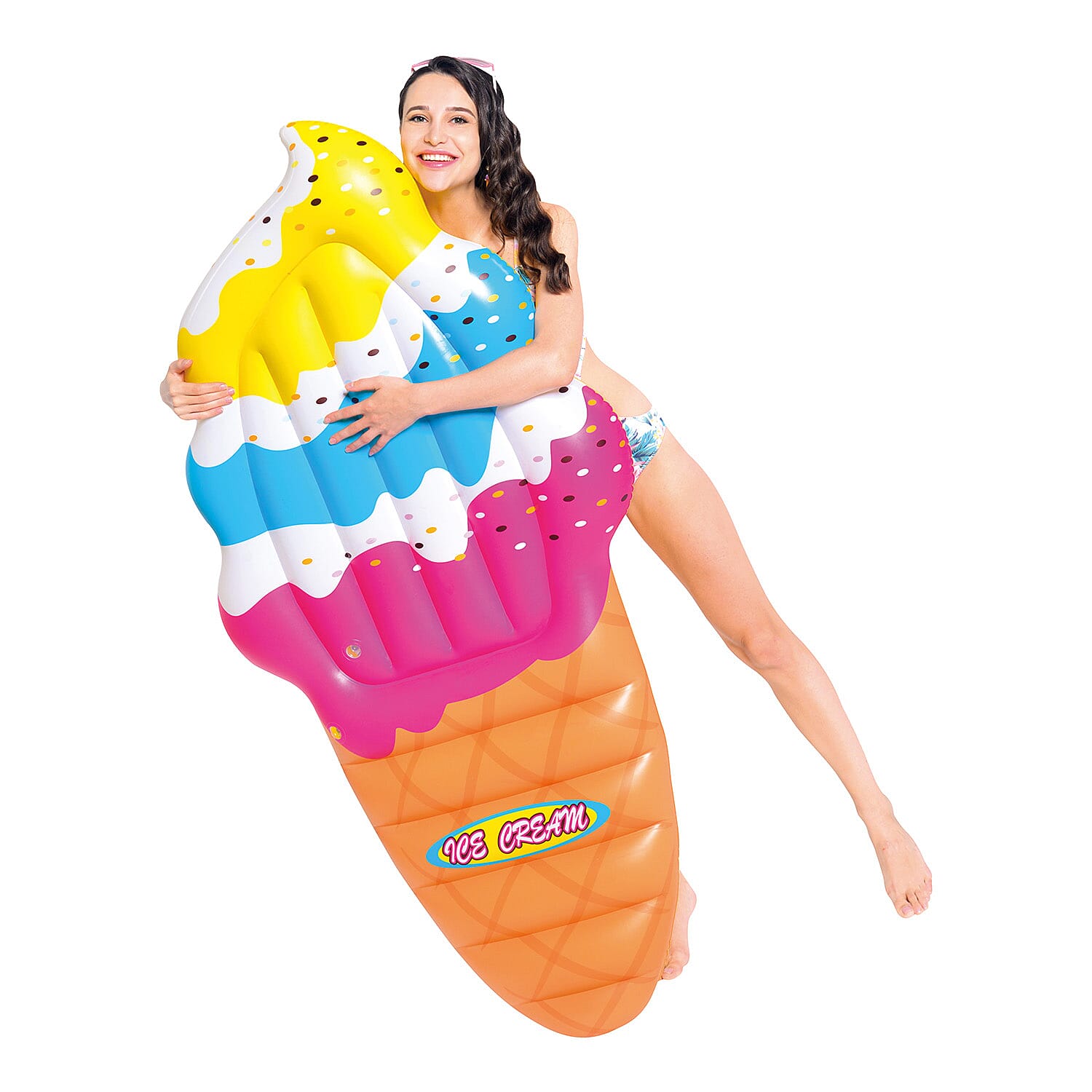 Inflatable Ice Cream Cone Pool Float- Yellow Colo