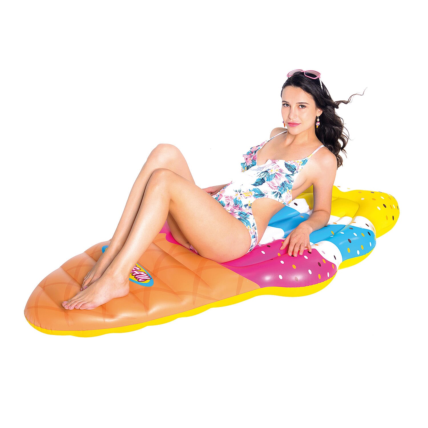 Inflatable Ice Cream Cone Pool Float- Yellow Colo