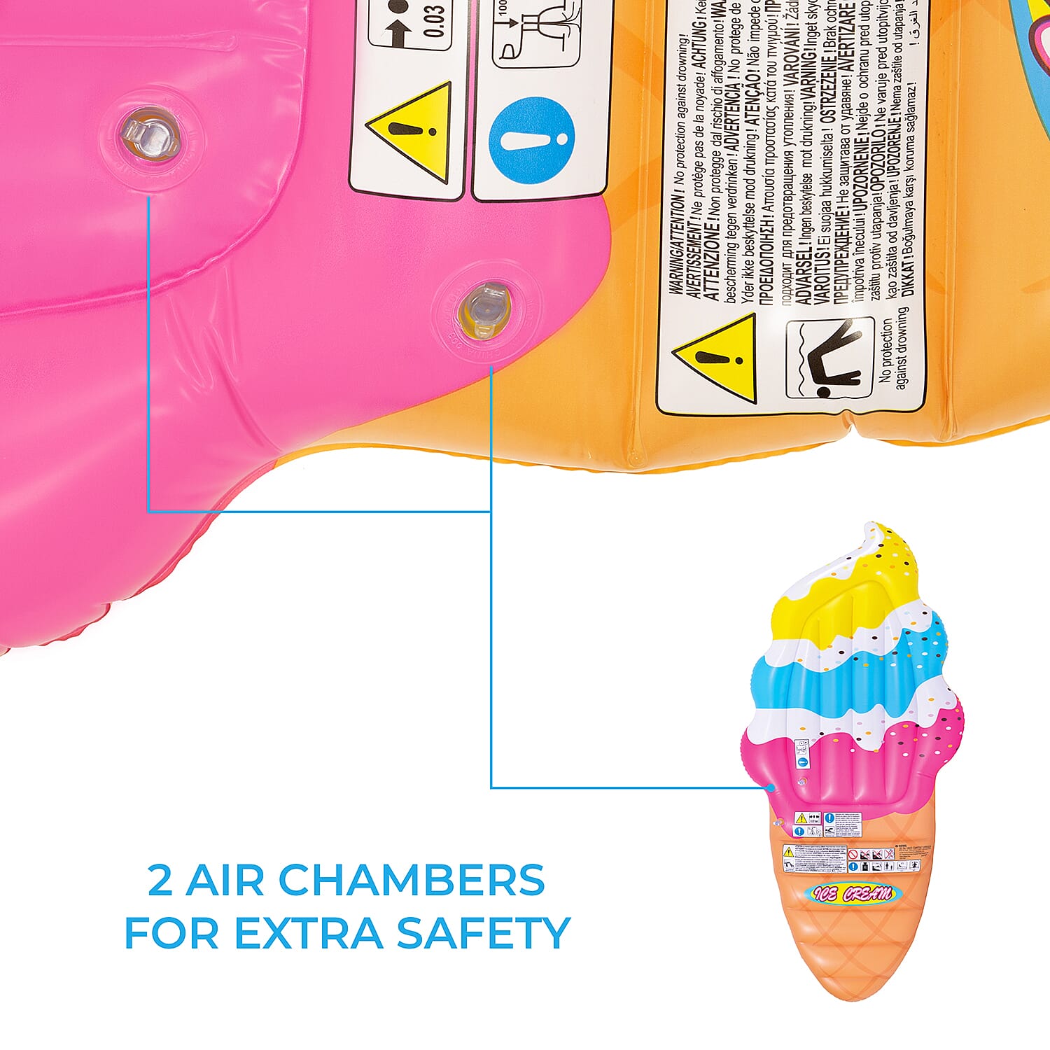 Inflatable Ice Cream Cone Pool Float- Yellow Colo