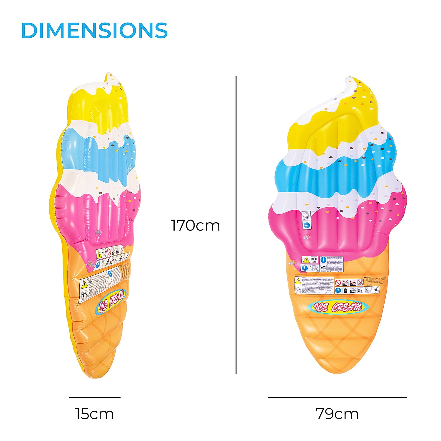Inflatable Ice Cream Cone Pool Float- Yellow Colo