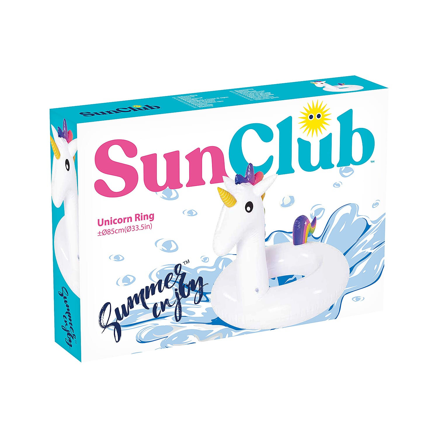 Sun Club Kids Inflatable Unicorn Swim Ring (Size 52X36 Cm)- White