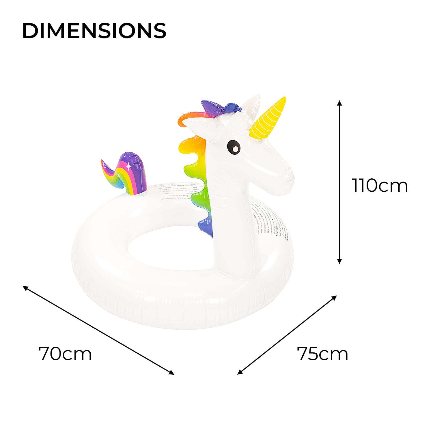 Sun Club Kids Inflatable Unicorn Swim Ring (Size 52X36 Cm)- White
