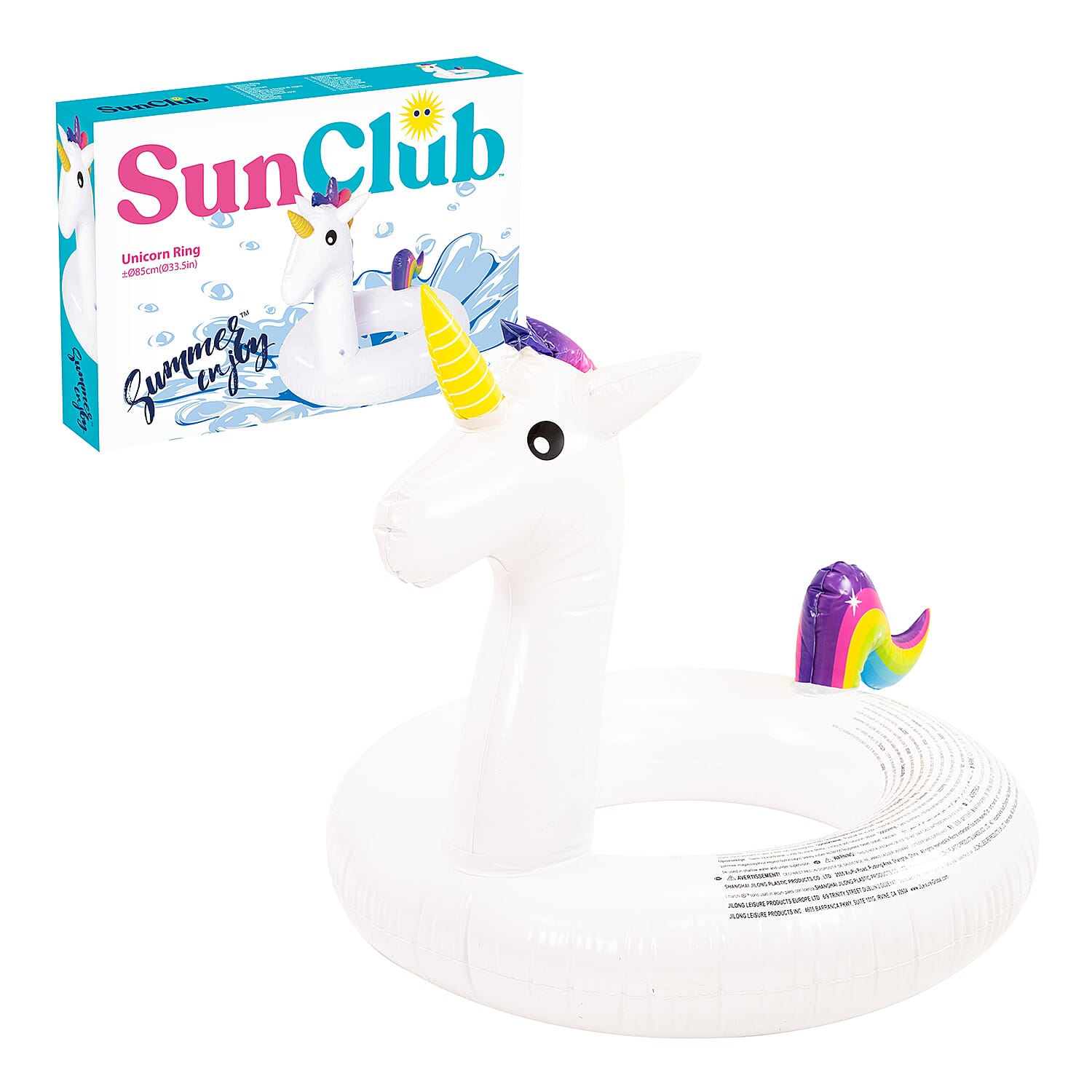 Sun Club Kids Inflatable Unicorn Swim Ring (Size 52X36 Cm)- White