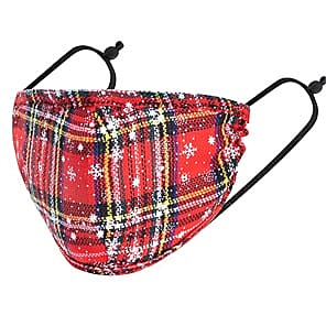100% Cotton Snowflake Tartan Pattern Reusable Face Covering - Yellow, Red and Multi