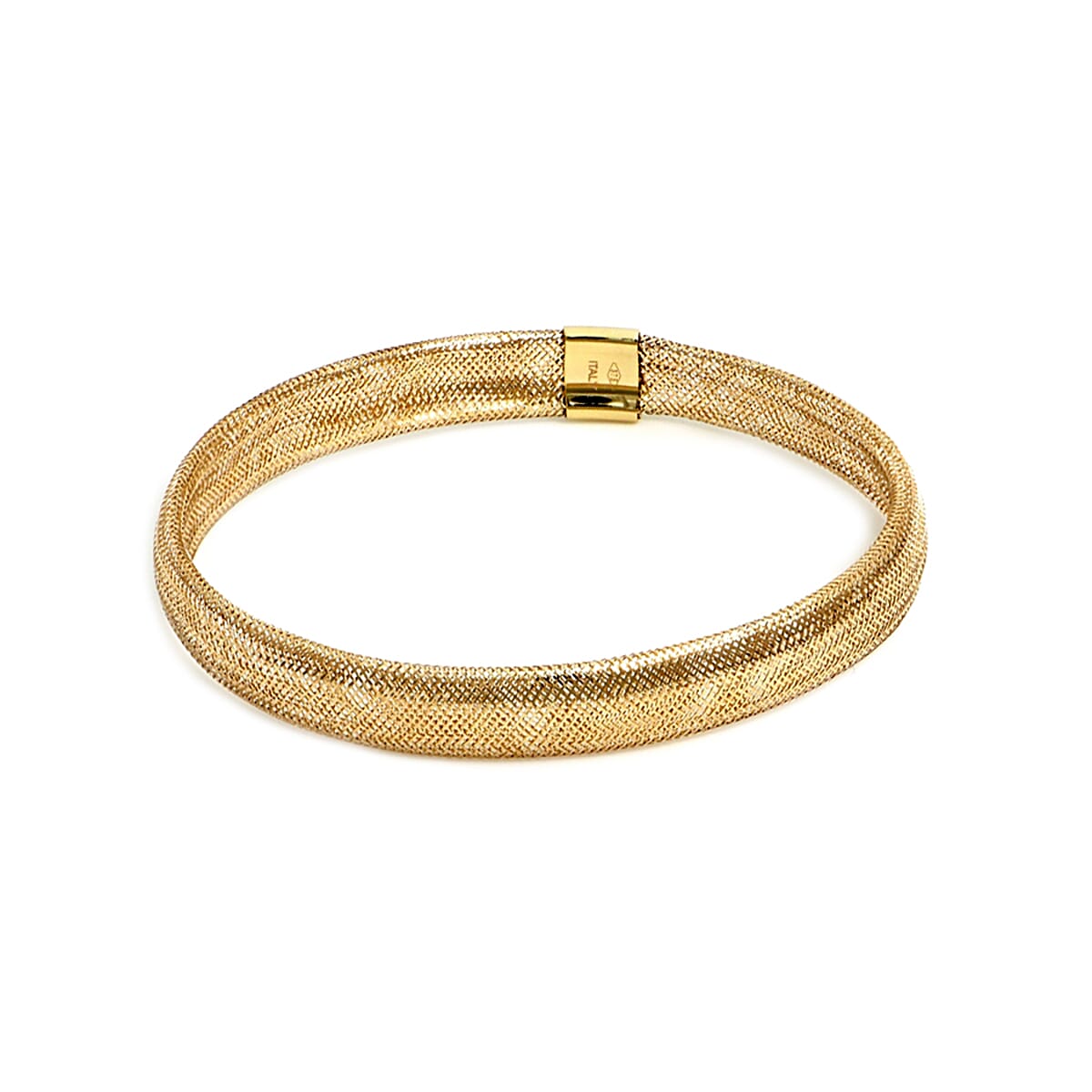 Italian Made 9K Yellow Gold Stretchable Mesh Bracelet (Size 7-10)
