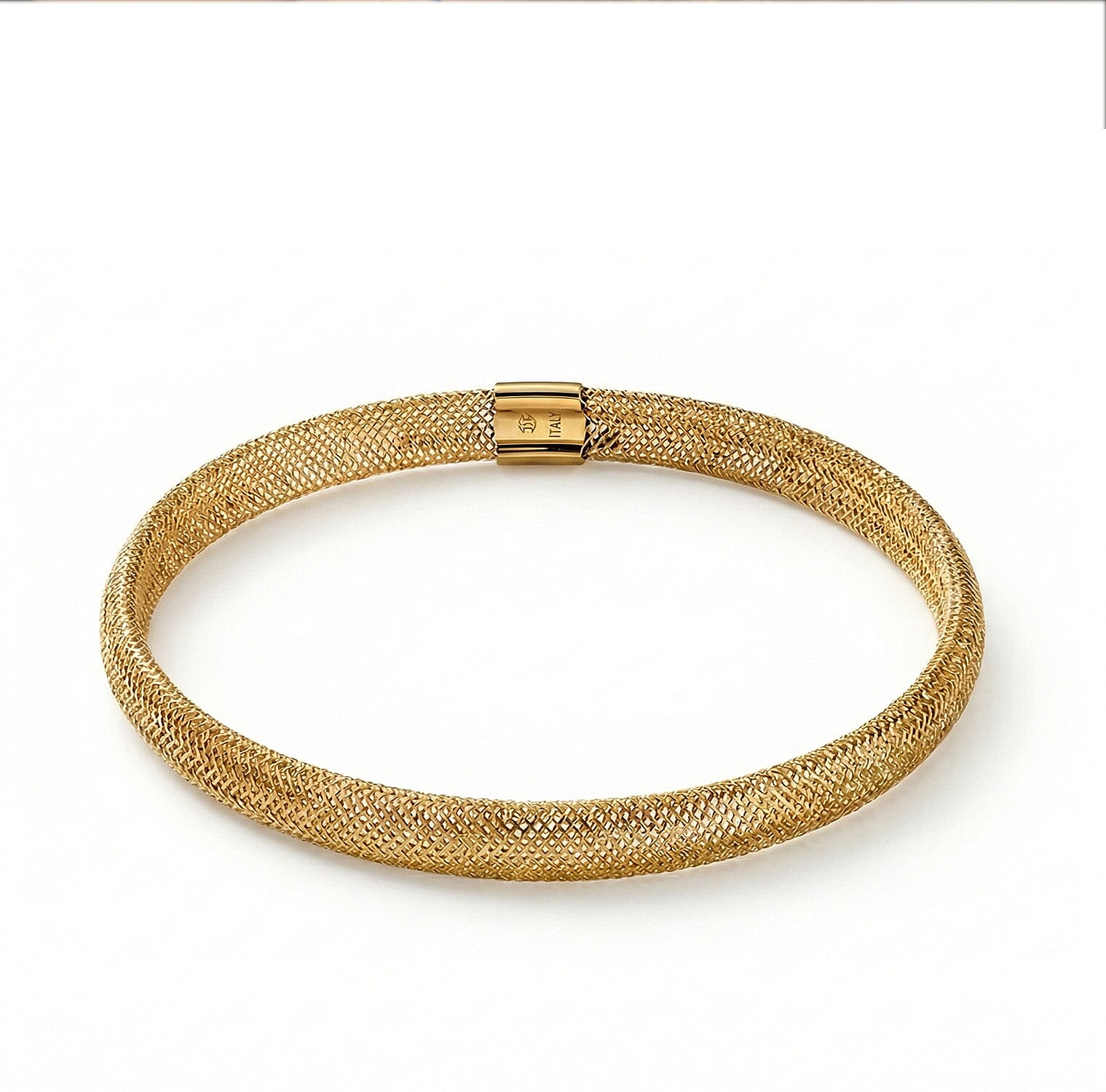 Maestro Collection - Italian Made 9K Yellow Gold Mesh Stretchable Bangle