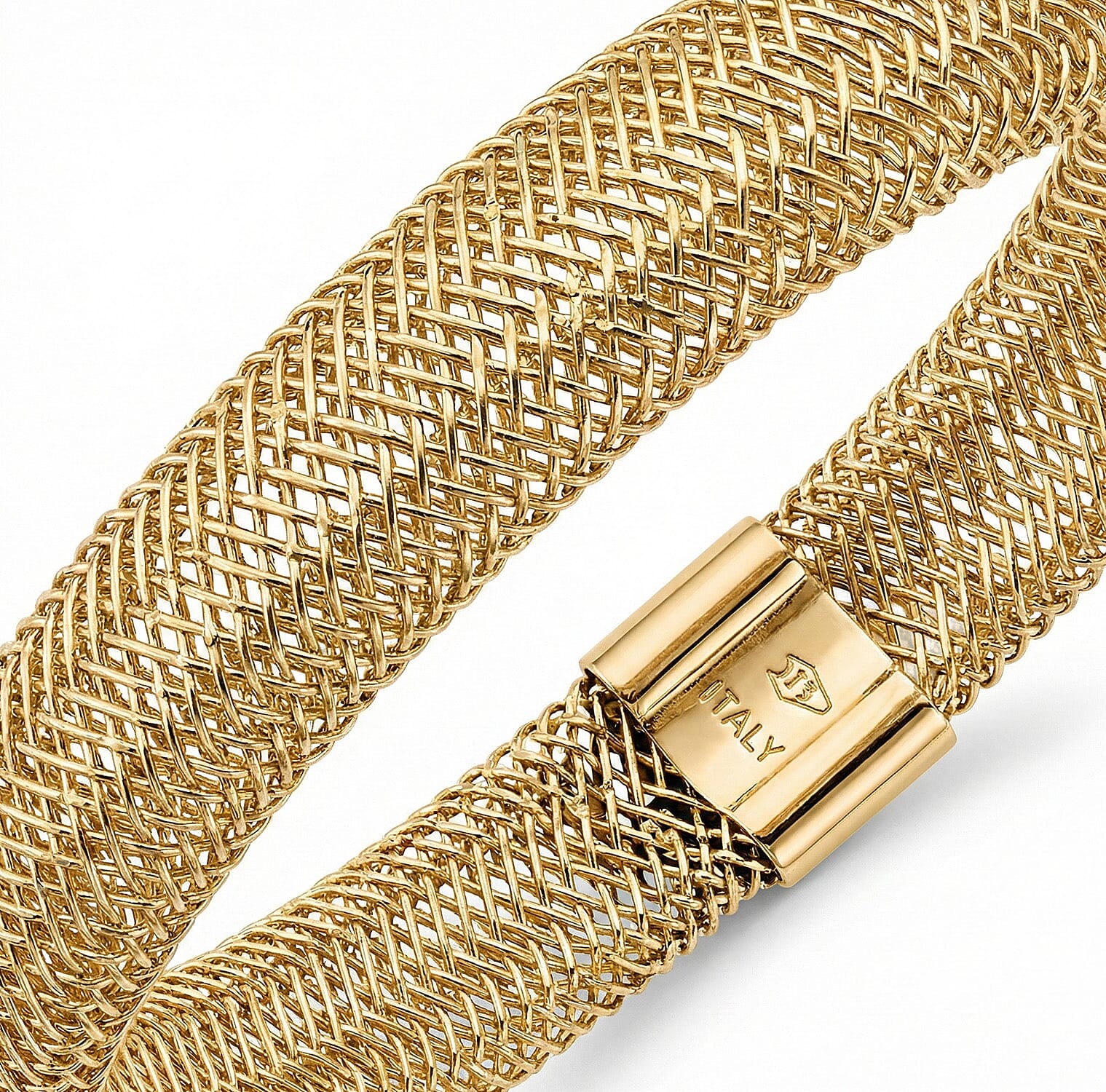 Maestro Collection - Italian Made 9K Yellow Gold Mesh Stretchable Bangle