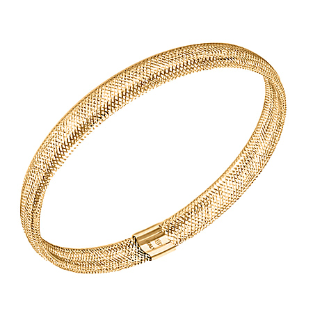 Italian Made 9K Yellow Gold Mesh Stretchable Bangle Size 7 Inch