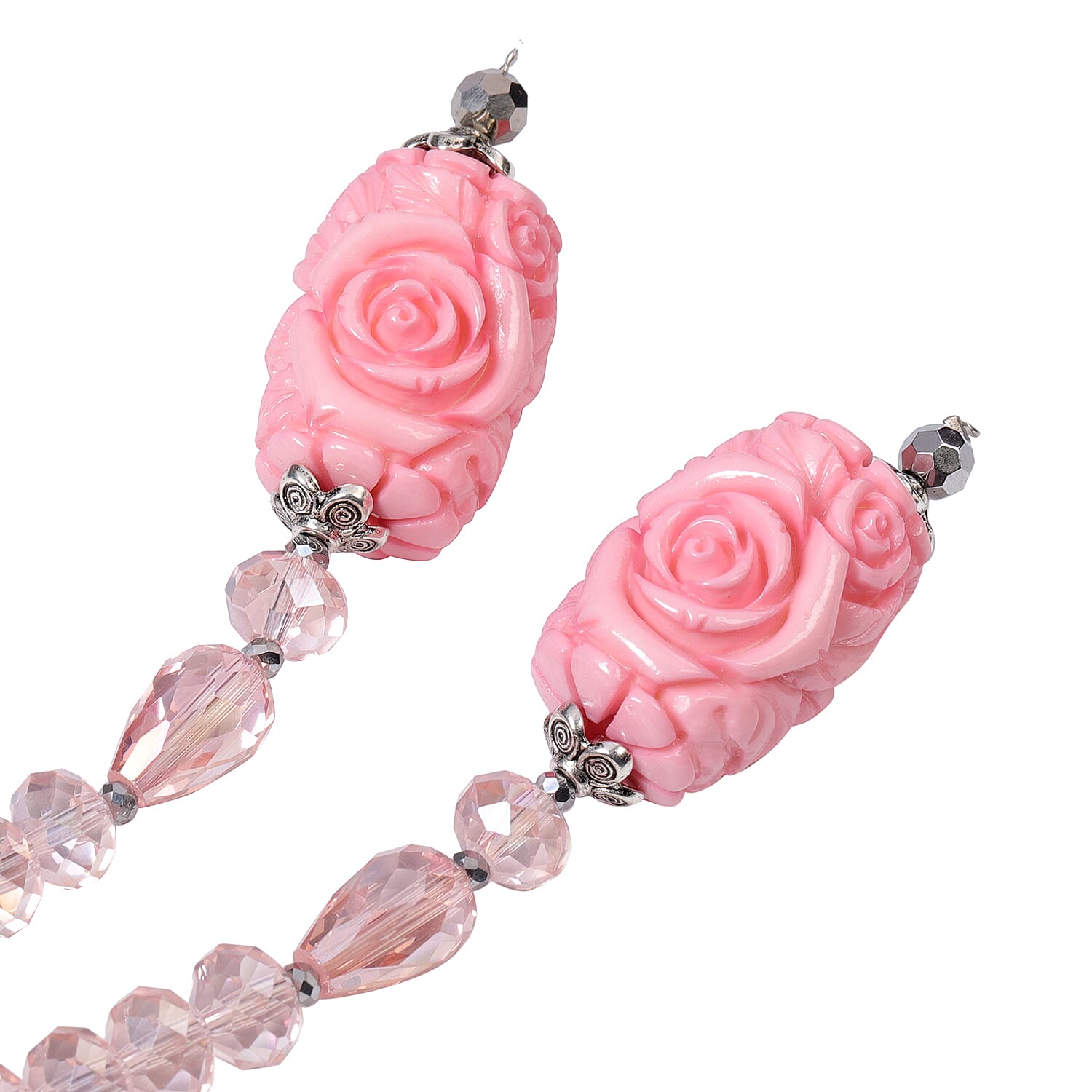 Pink Shell Pearl and Multi Gemstone Necklace (Size 60)