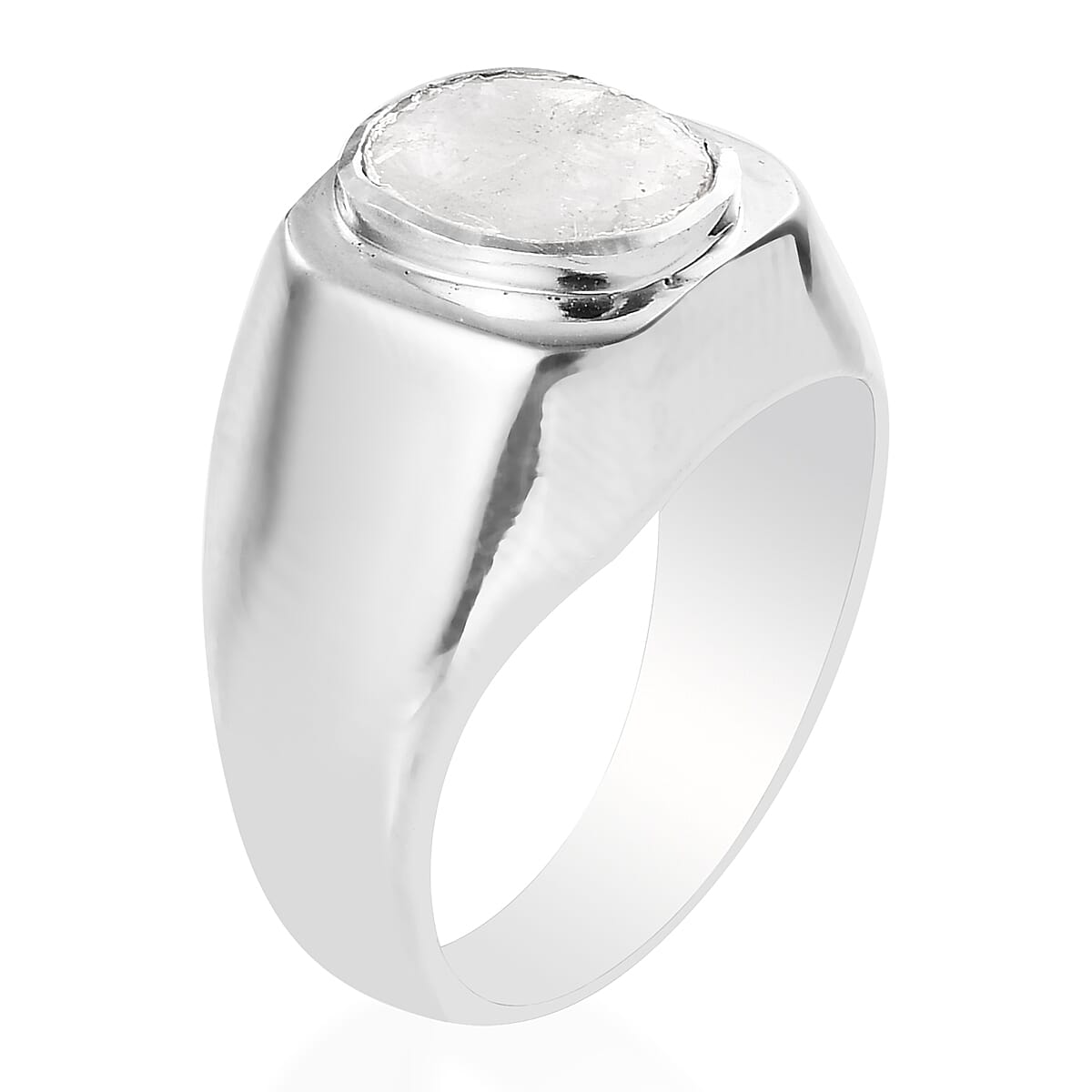 Artisan Crafted Polki Diamond Ring in Platinum Overlay Sterling Silver 0.33 Ct, Silver wt 8.00 Gms