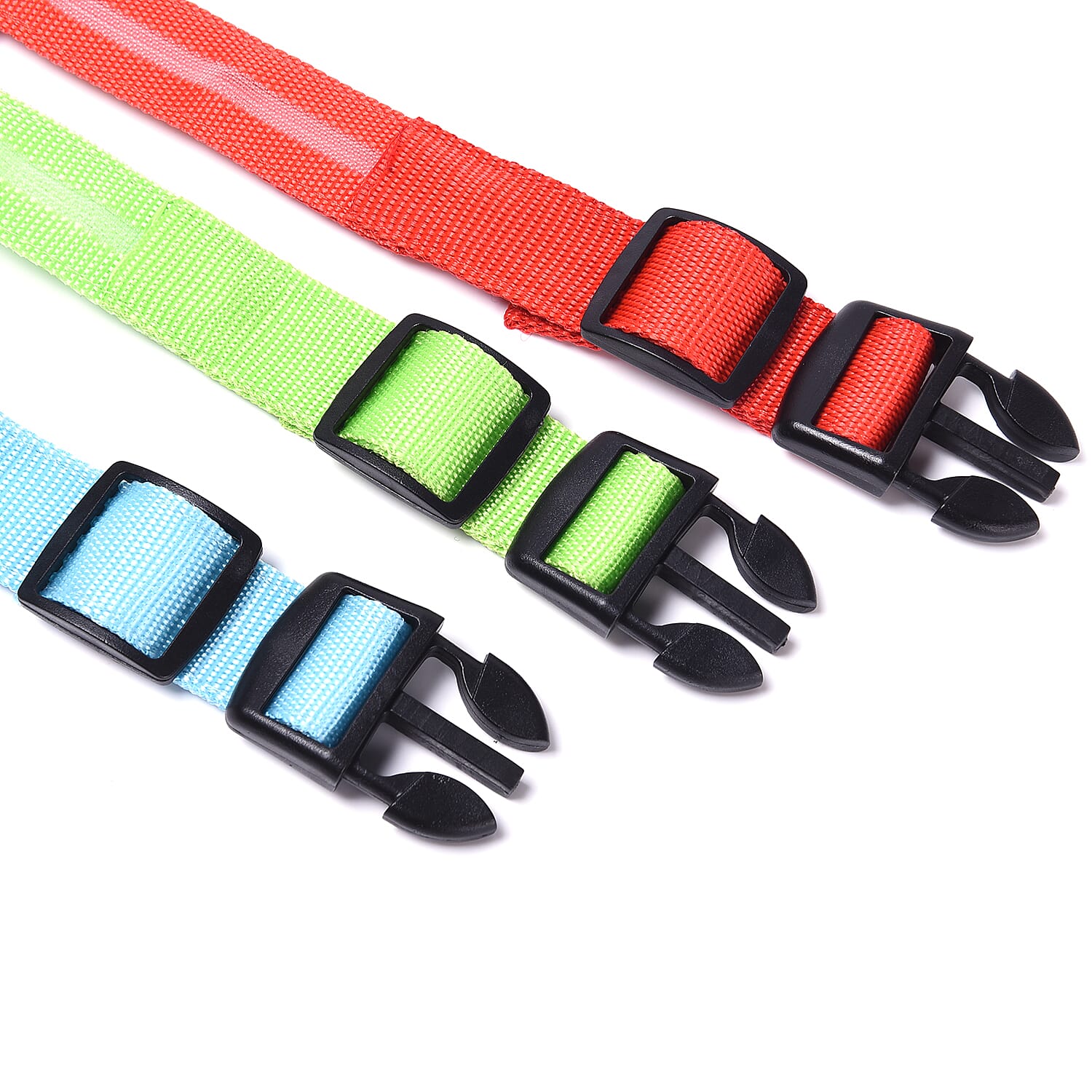 Set of 3 Adjustabe LED Pet Collars (Size S, 40-35cm) - Red, Blue and Green