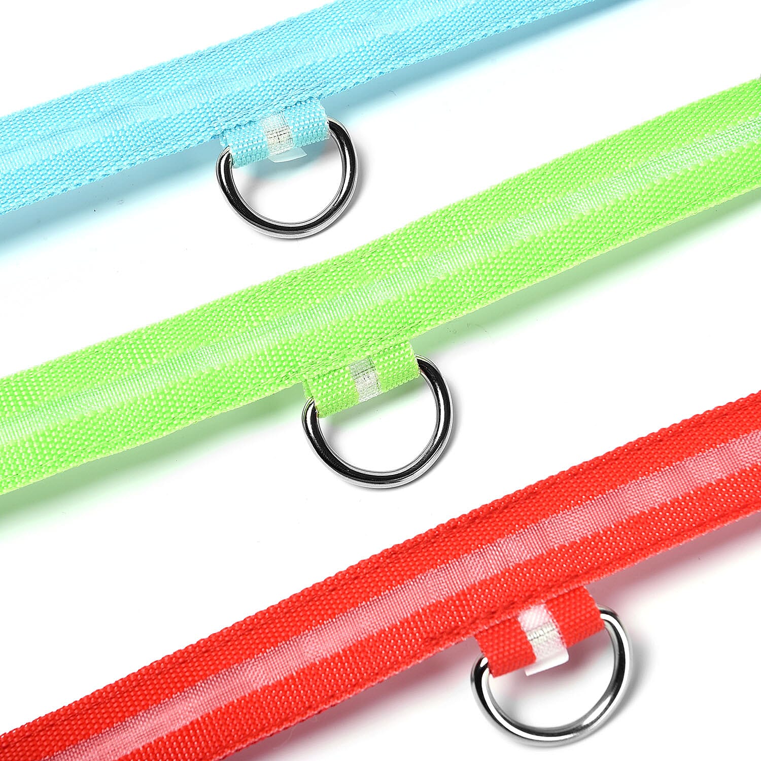 Set of 3 Adjustabe LED Pet Collars (Size S, 40-35cm) - Red, Blue and Green