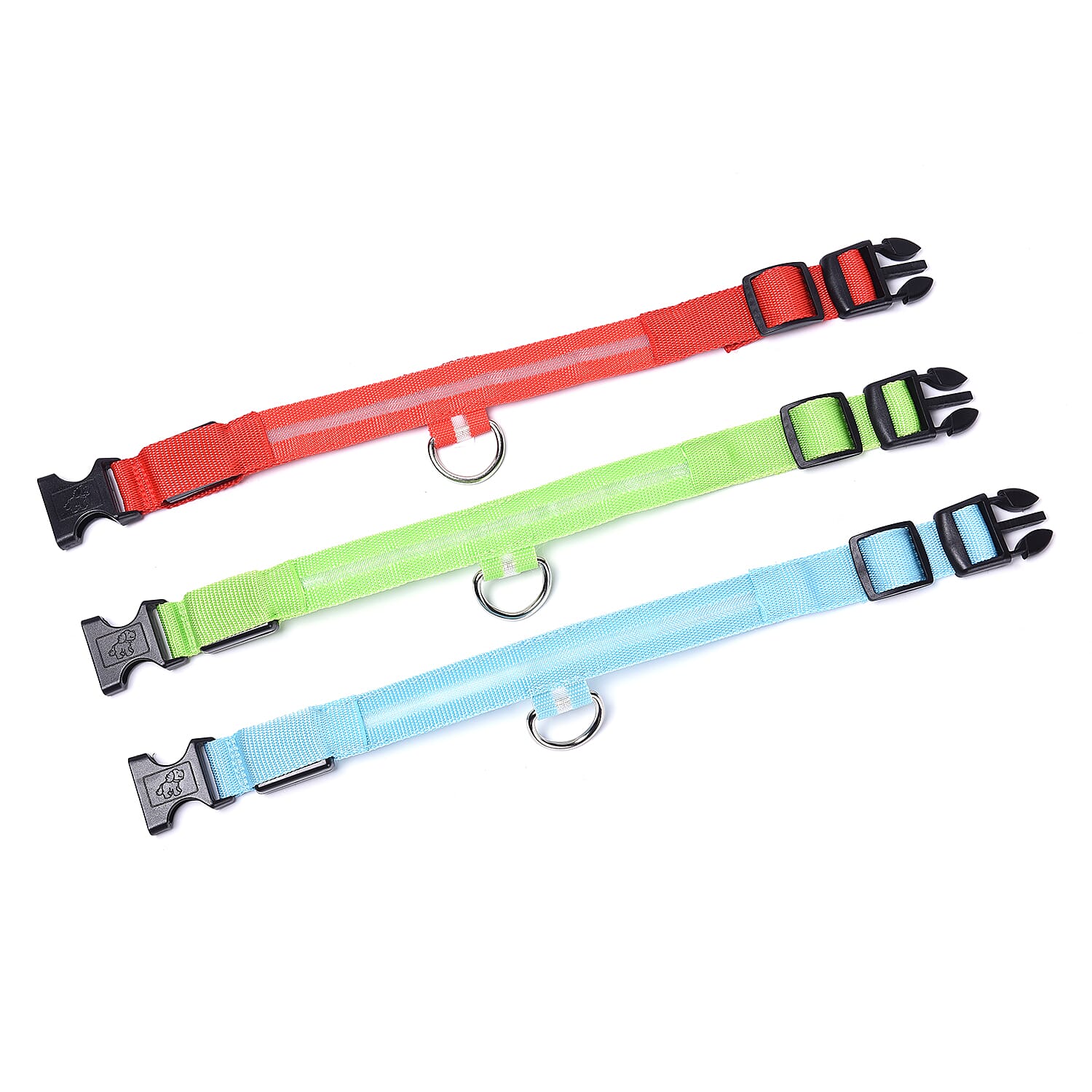 Set of 3 Adjustabe LED Pet Collars (Size S, 40-35cm) - Red, Blue and Green
