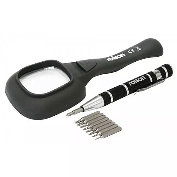 ROLSON 6 LED Magnifier (x2.5 Magnification) & 9-in-1 Precision Screwdriver