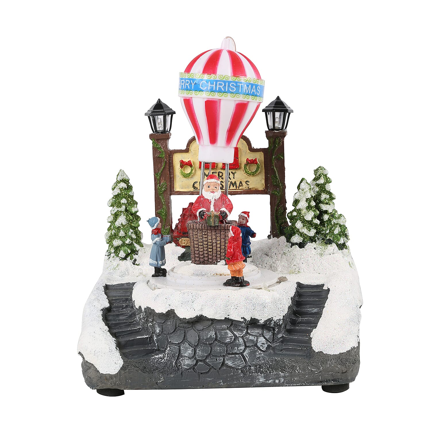 LED Christmas Scene with Revolving Kids (Size 20x14cm)