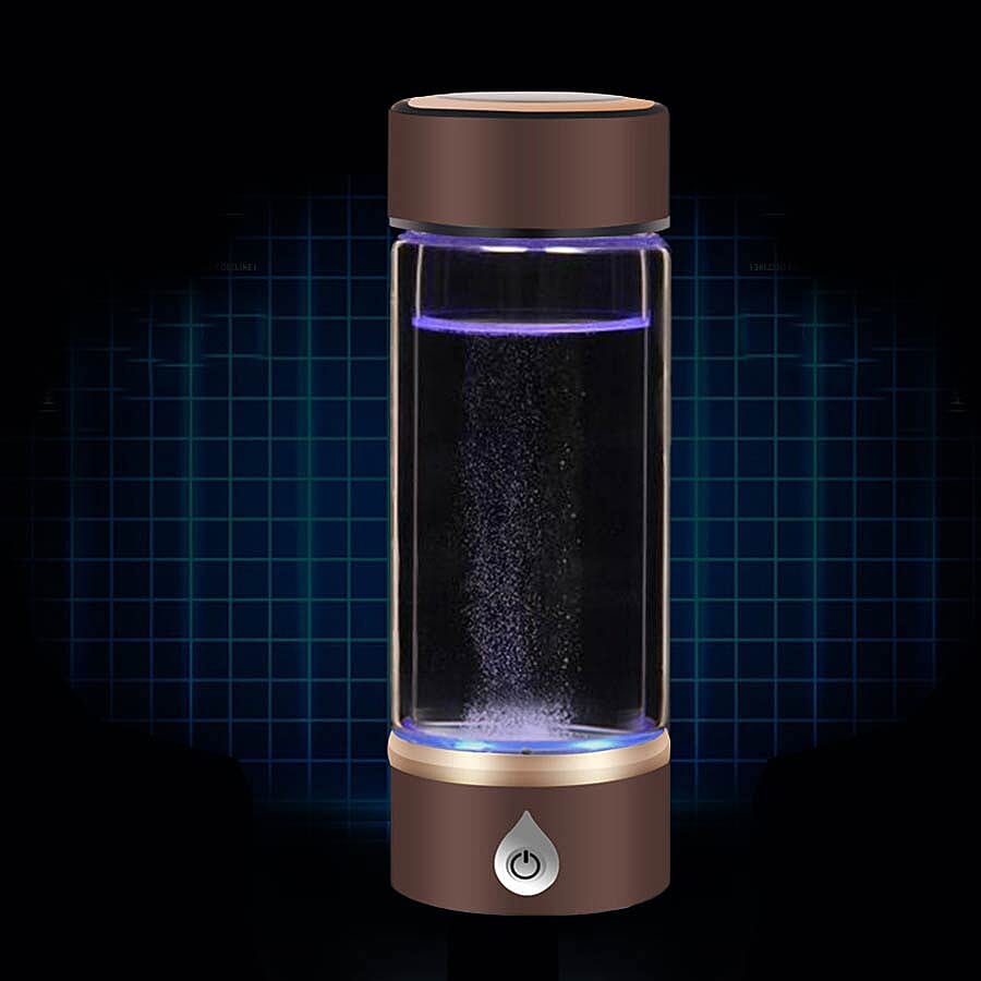 380ml Portable Hydrogen Water Generator Bottle with SPE and PEM Technology (Size 7x21 Cm) - Camel