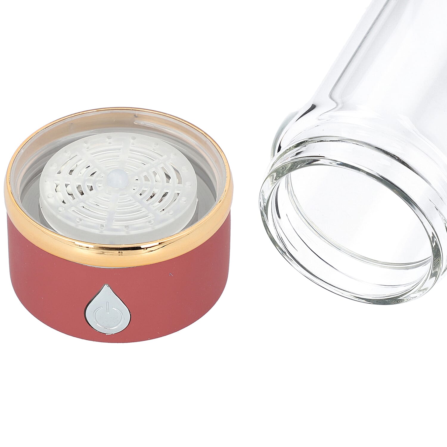 380ml Portable Hydrogen Water Generator Bottle with SPE and PEM Technology (Size 7x21 Cm) - Red