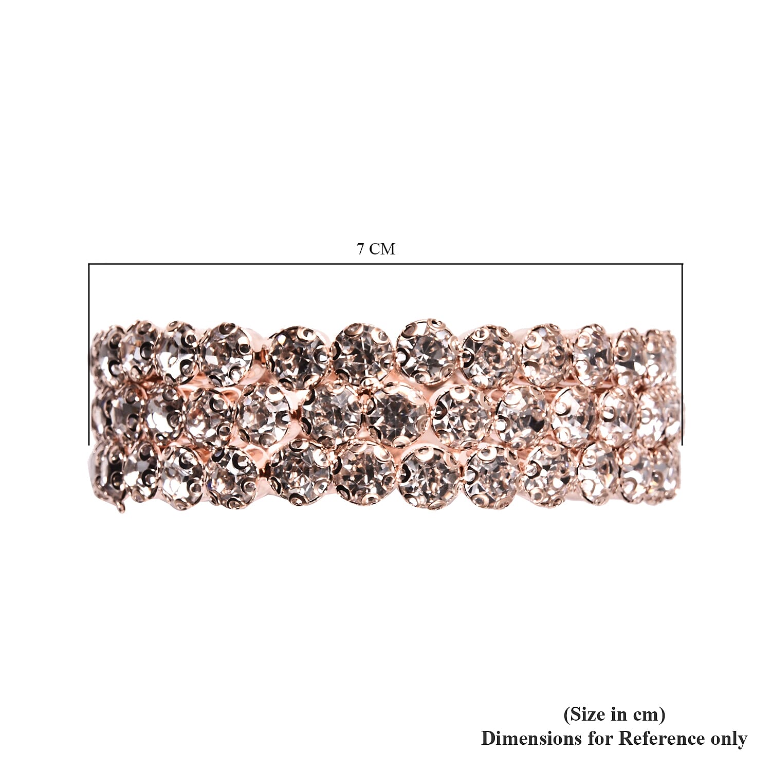 Austrian White Crystal Bangle (Size 6.5) in Rose Gold Tone