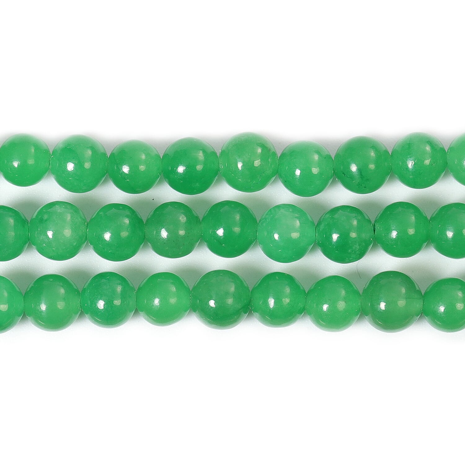Green Jade Three Strand Bead Necklace (Size 18) with Magnetic Clasp in Sterling Silver 436.00 Ct.