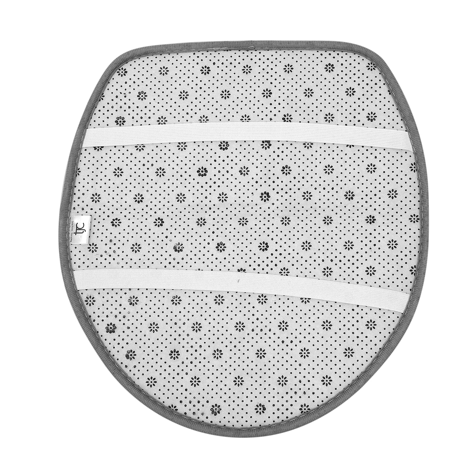 3 Piece Round Stone Embossed Pattern Bathmat Set - Toilet Mat, Bath Mat and Toilet Seat Cover in Grey