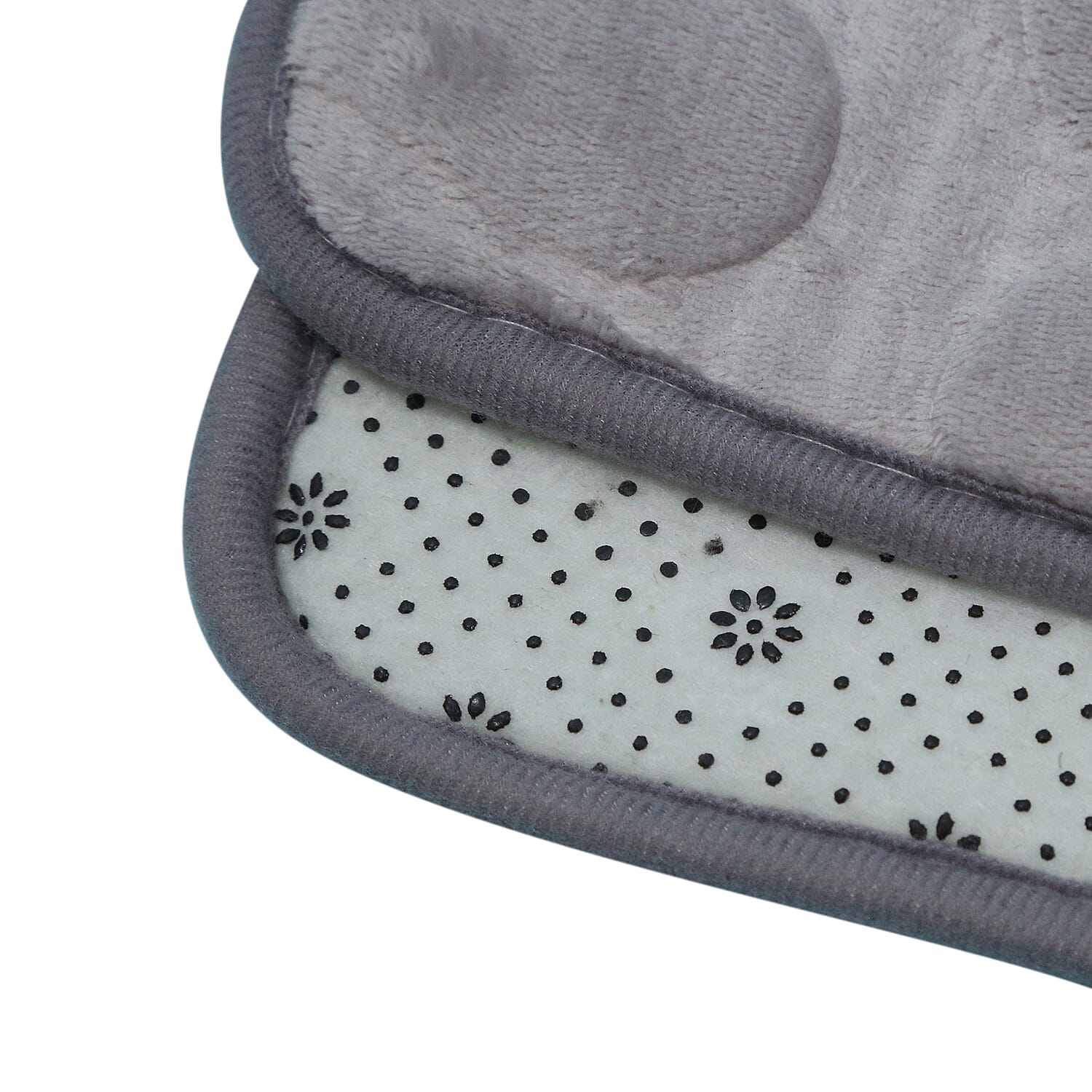 3 Piece Round Stone Embossed Pattern Bathmat Set - Toilet Mat, Bath Mat and Toilet Seat Cover in Grey