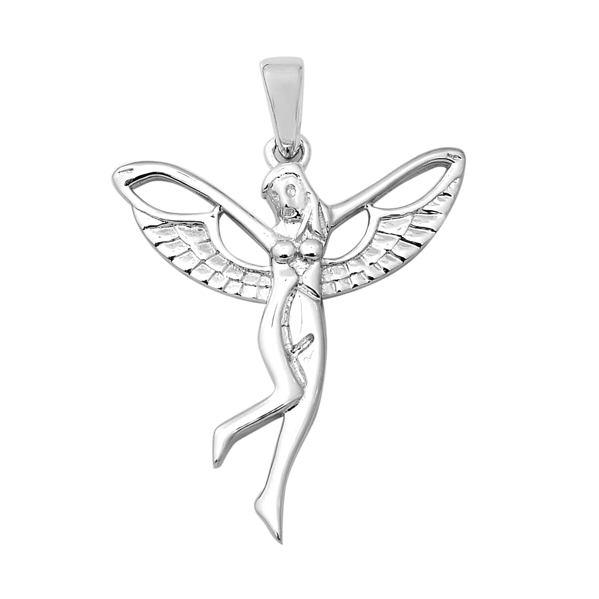 Fairy Pendant in Rhodium Overlay Sterling Silver