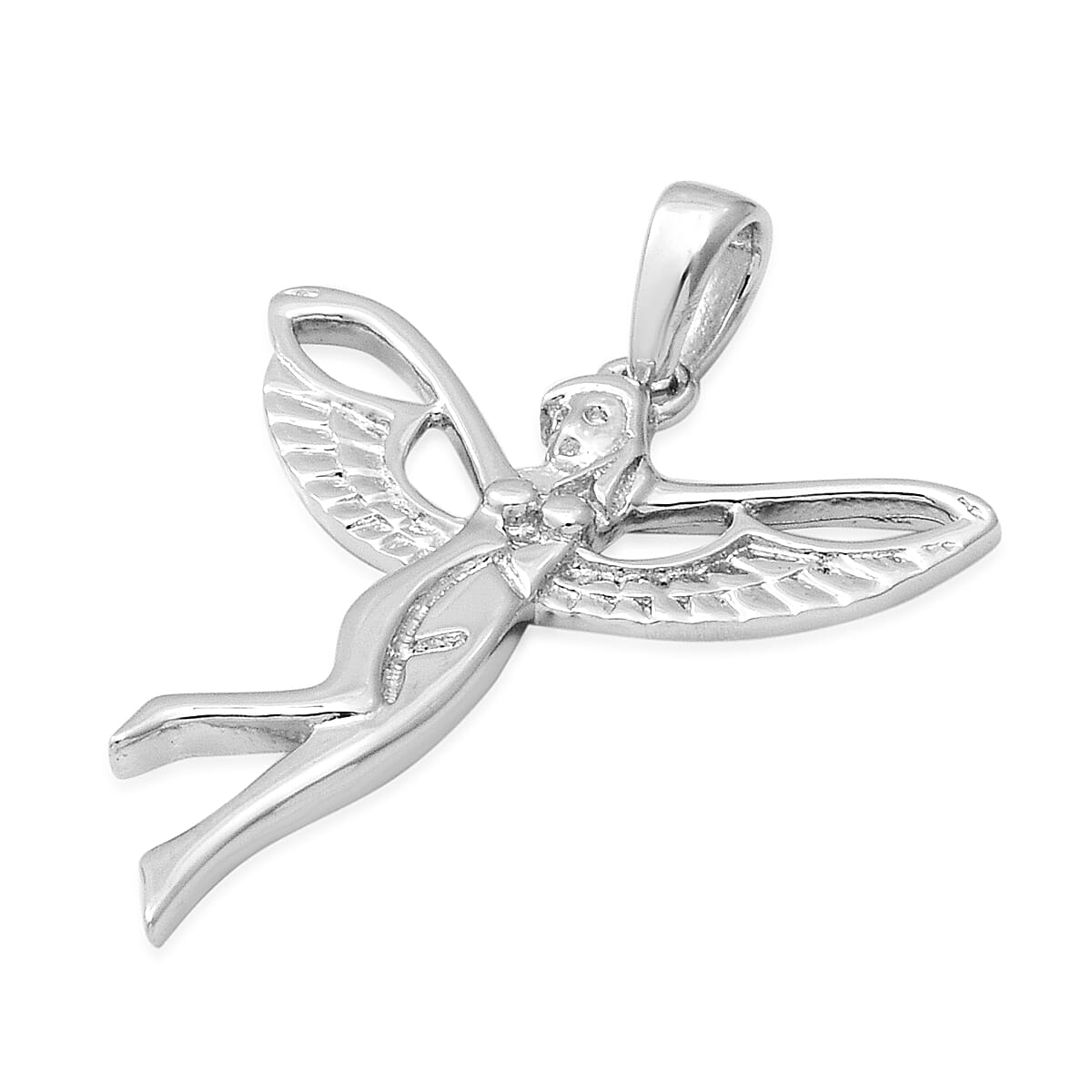 Fairy Pendant in Rhodium Overlay Sterling Silver