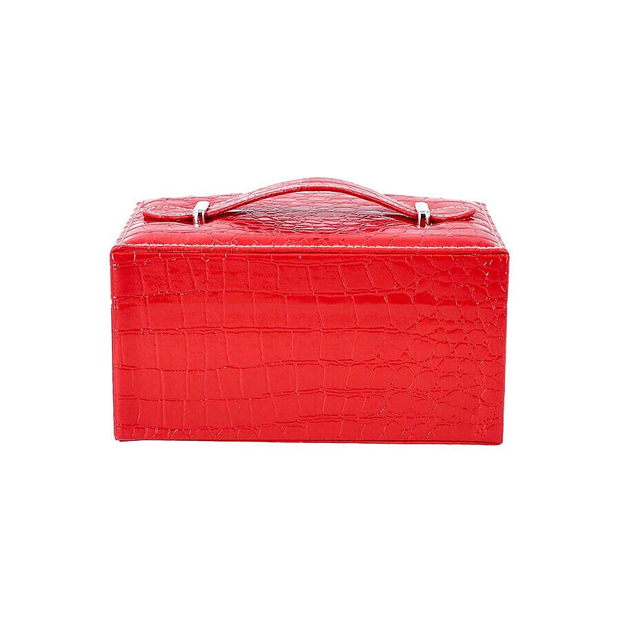 Croc-Embossed Two Layer Jewellery Box in Red