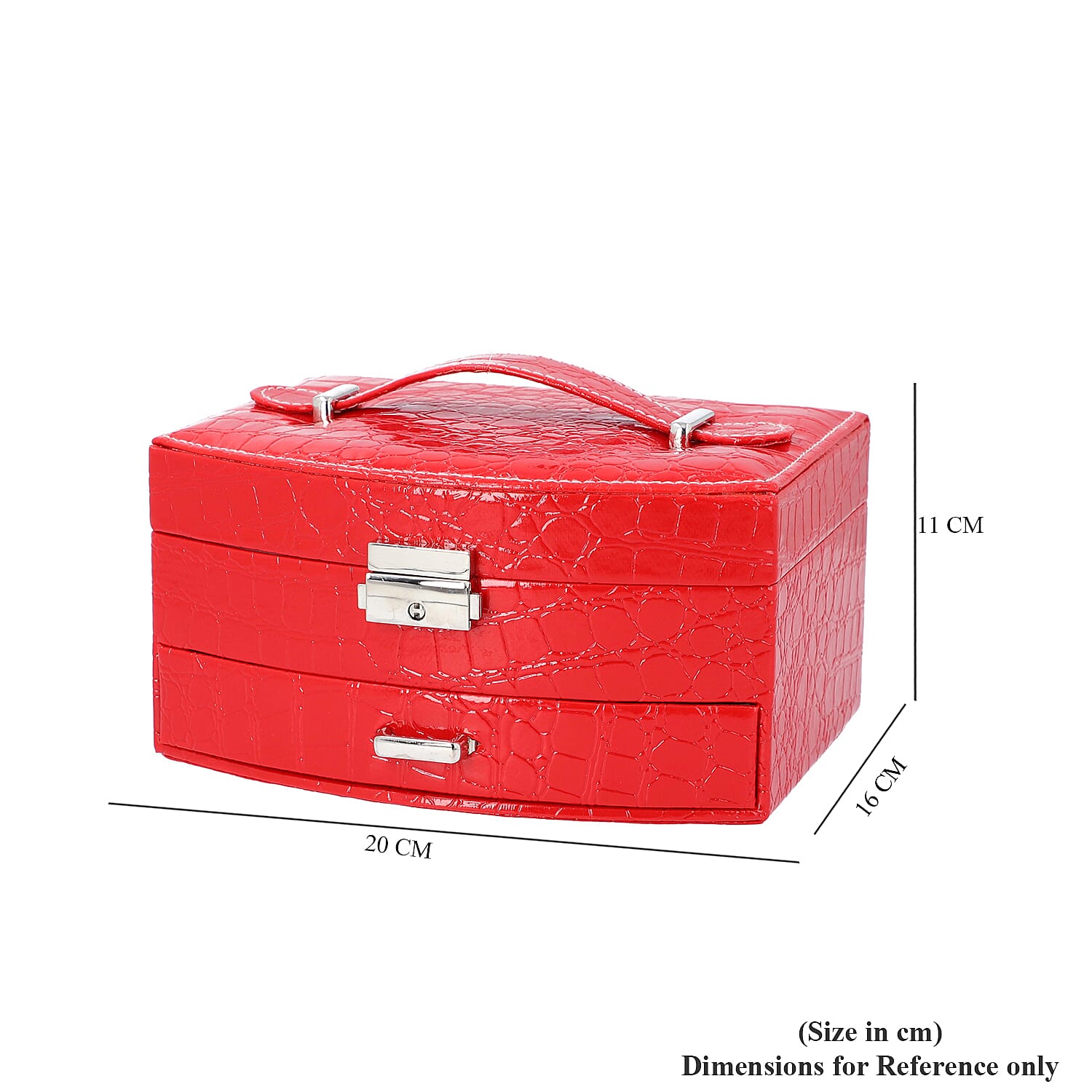 Croc-Embossed Two Layer Jewellery Box in Red