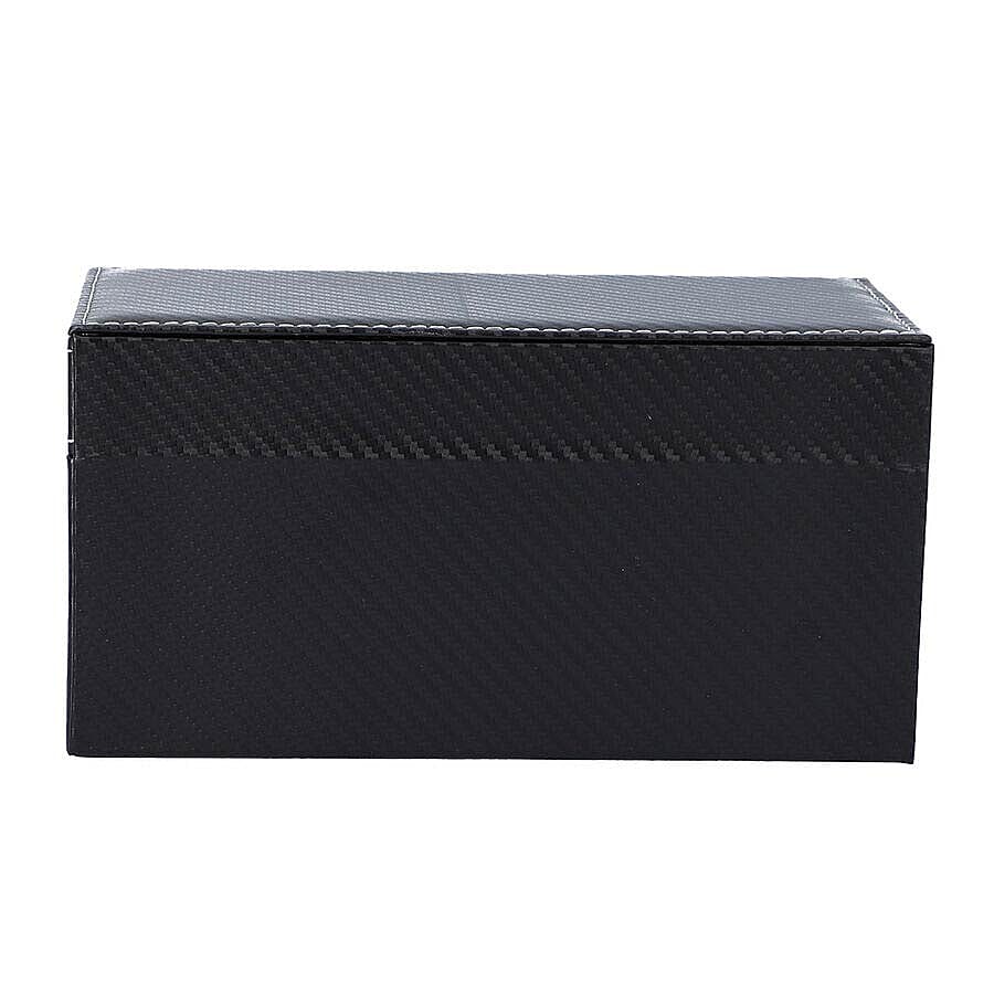 Two-Tier Jewellery Box with Padded Watch Slots (22.3x10.7x11cm) - Black