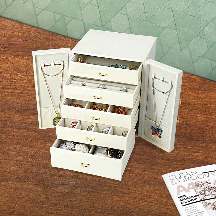 Five-Layer Jewellery Wardrobes  (Size 20x18.3x24cm) w in Cream