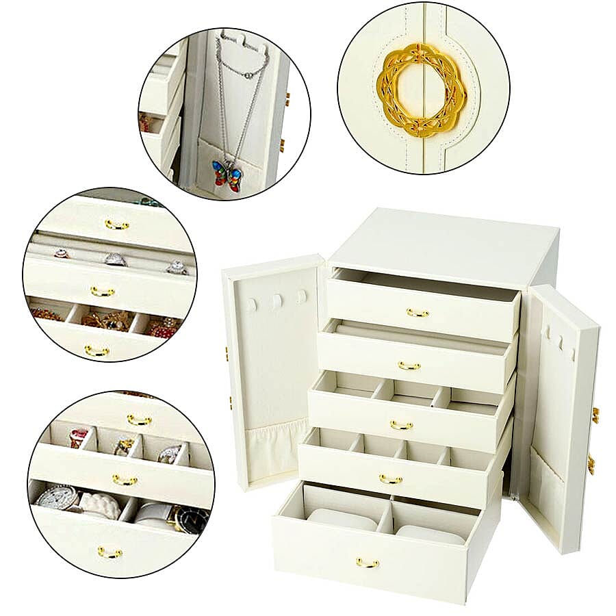 Five-Layer Jewellery Wardrobes  (Size 20x18.3x24cm) w in Cream