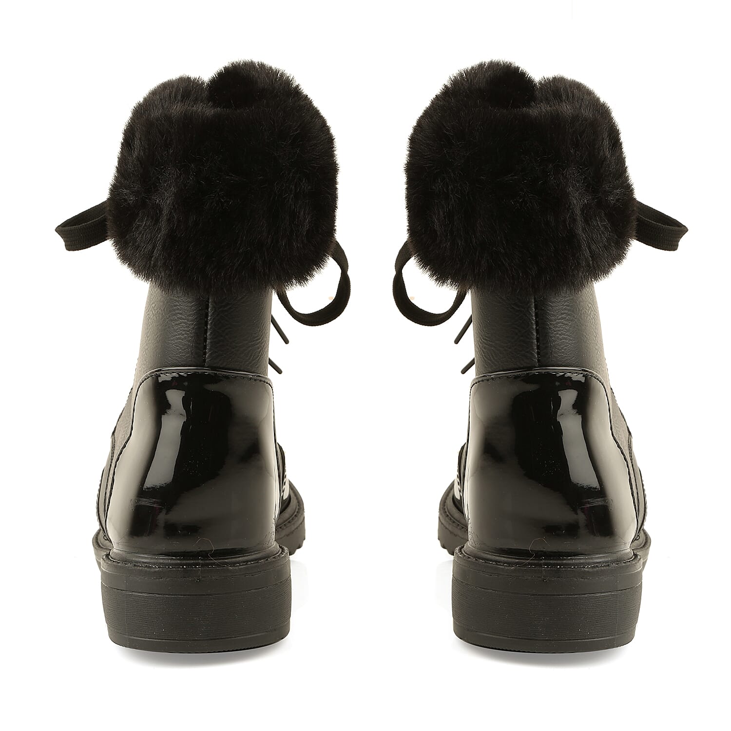 Warm Faux Fur Ankle Boots (Size 8) - Black